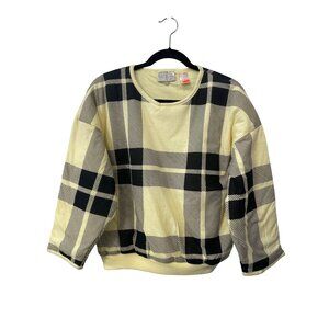 Vintage 80s Society Plaid Pullover Sweatshirt Size Large Crew Cream Deadstock NE